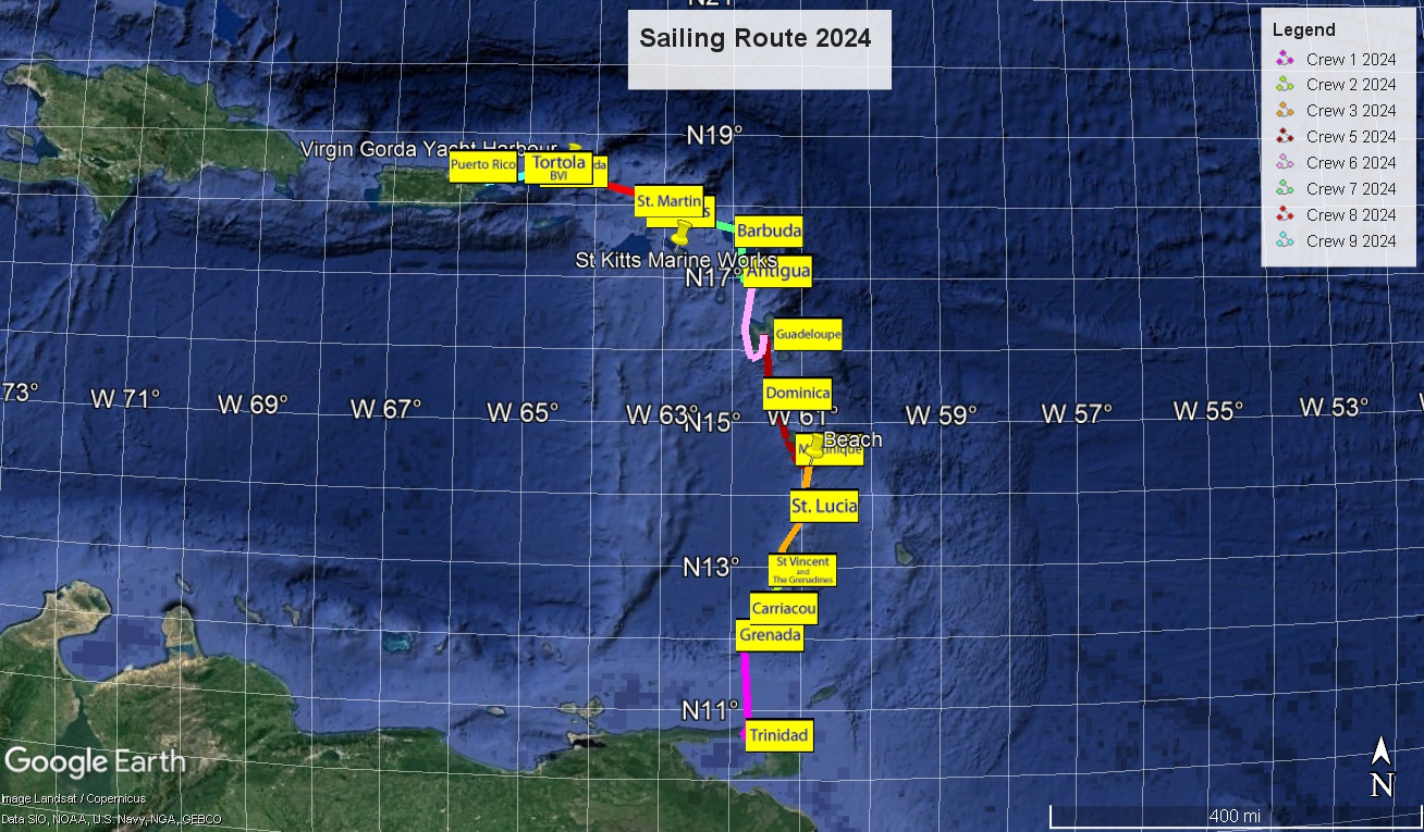 Sailing from Trinidad to Puerto Rico 2024 sail route
